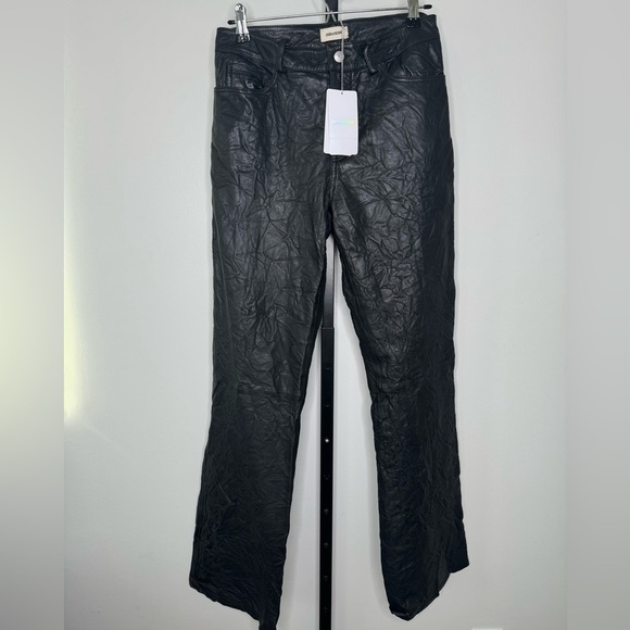 Zadig & Voltaire Black Crinkled Leather Pants - Size 36 IT - Picture 1 of 7